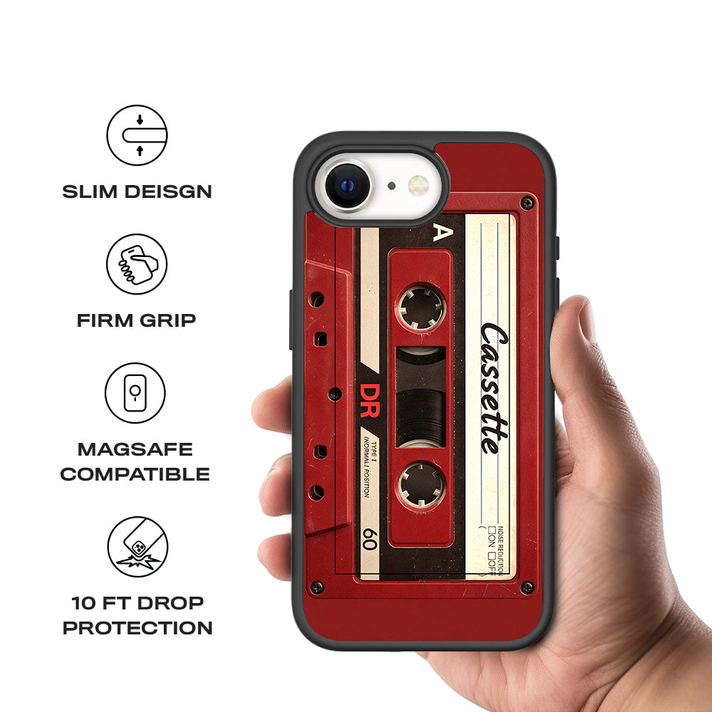 The Retro Cassette 3D Skin with Shockguard Armour Magsafe Case for Apple iPhone 16E