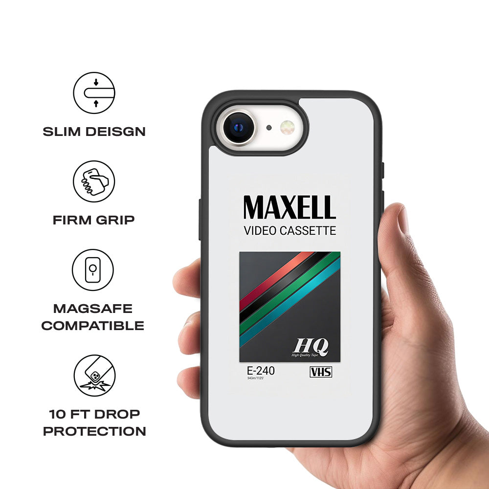 Maxell Video Cassette 3D Skin with Shockguard Armour Magsafe Case for Apple iPhone 16E