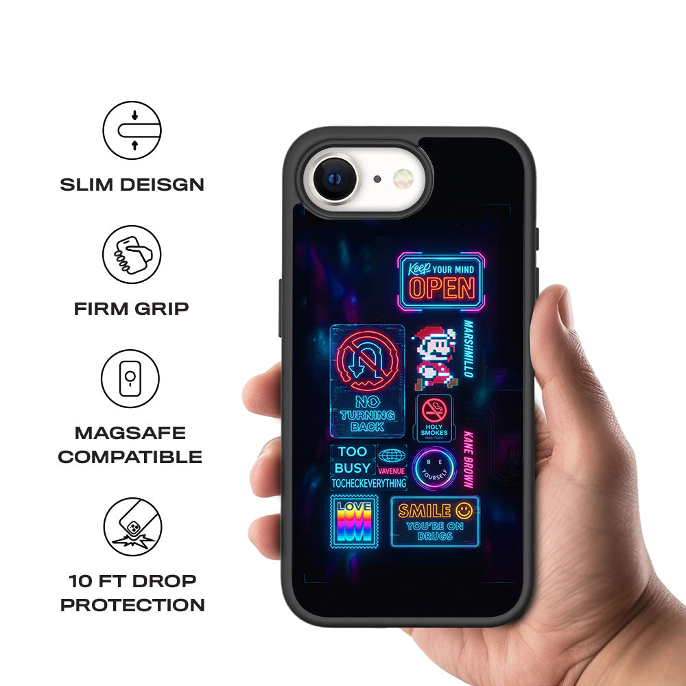 Neon Street Art 3D Skin with Shockguard Armour Magsafe Case for Apple iPhone 16E