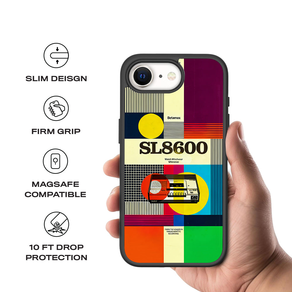 Betamax Vintage Vibes 3D Skin with Shockguard Armour Magsafe Case for Apple iPhone 16E