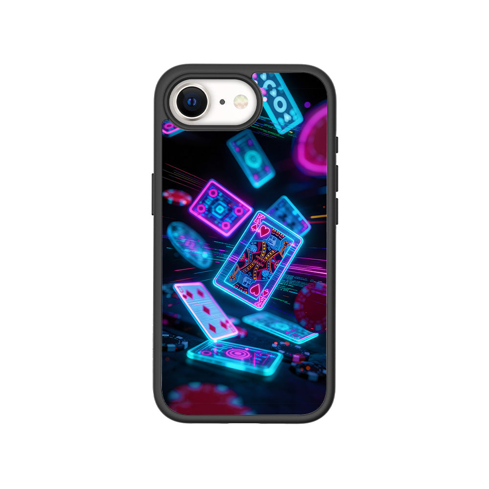 Futuristic Playing Cards 3D Skin with Shockguard Armour Magsafe Case for Apple iPhone 16E