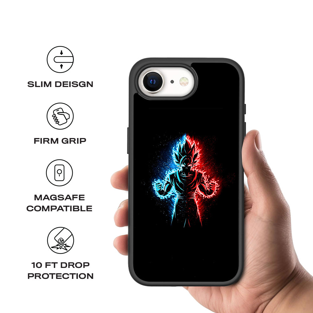Vegeta in Dual Color Anime 3D Skin with Shockguard Armour Magsafe Case for Apple iPhone 16E