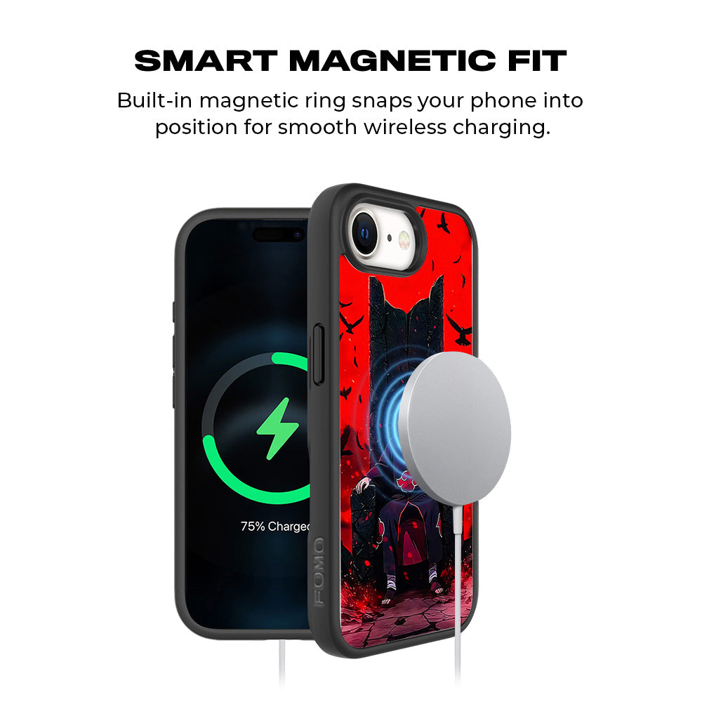 Itachi Uchiha Sitting on Throne 3D Skin with Shockguard Armour Magsafe Case for Apple iPhone 16E