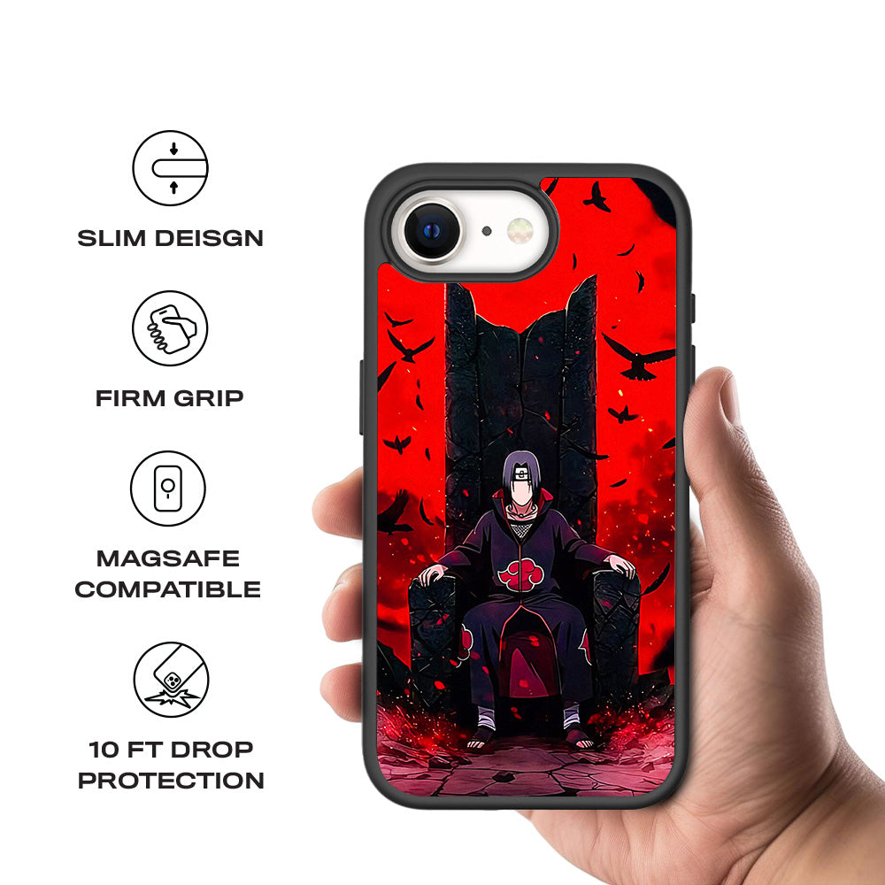 Itachi Uchiha Sitting on Throne 3D Skin with Shockguard Armour Magsafe Case for Apple iPhone 16E