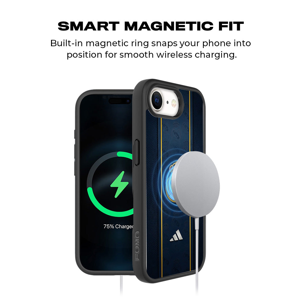 Real Madrid Sports 3D Skin with Shockguard Armour Magsafe Case for Apple iPhone 16E