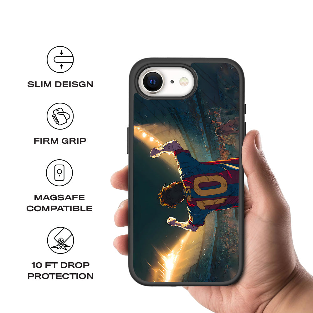 Rising Champion Messi 3D Skin with Shockguard Armour Magsafe Case for Apple iPhone 16E