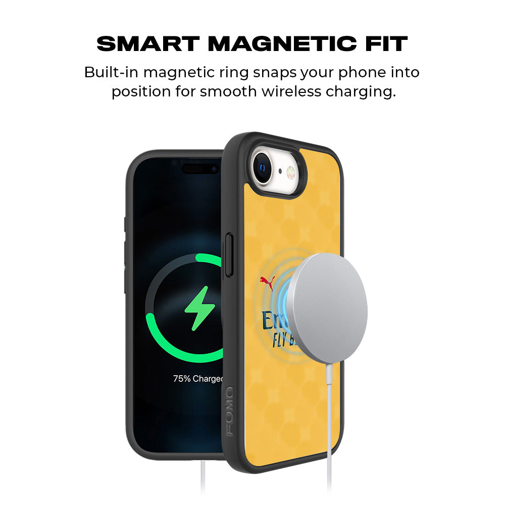 Emirates Yellow 3D Skin with Shockguard Armour Magsafe Case for Apple iPhone 16E