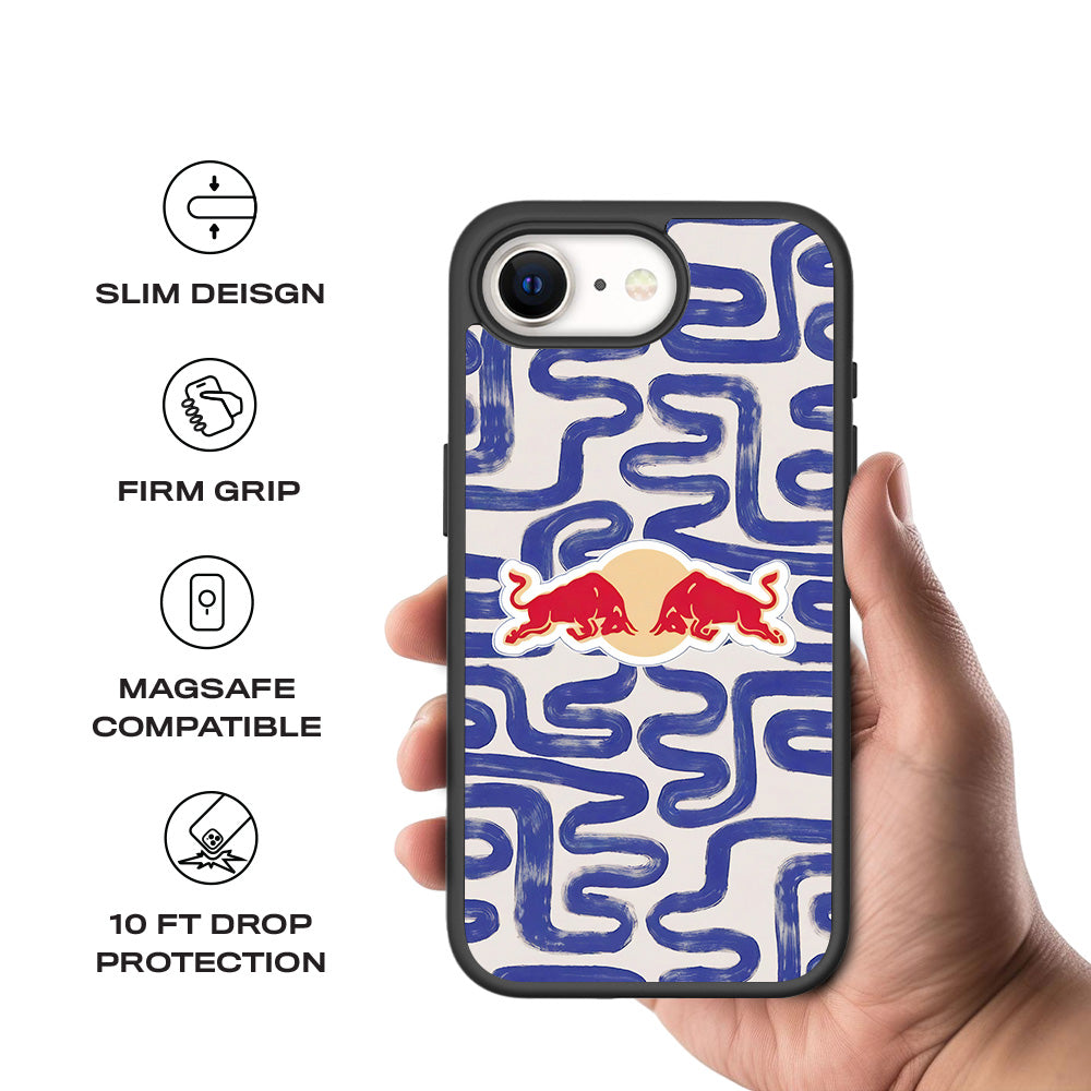 Red Bull Design 3D Skin with Shockguard Armour Magsafe Case for Apple iPhone 16E