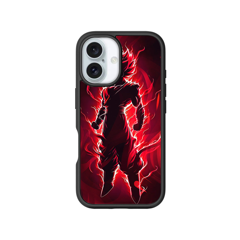Goku in Fiery Red 3D Skin with Shockguard Armour Magsafe Case for Apple iPhone 16