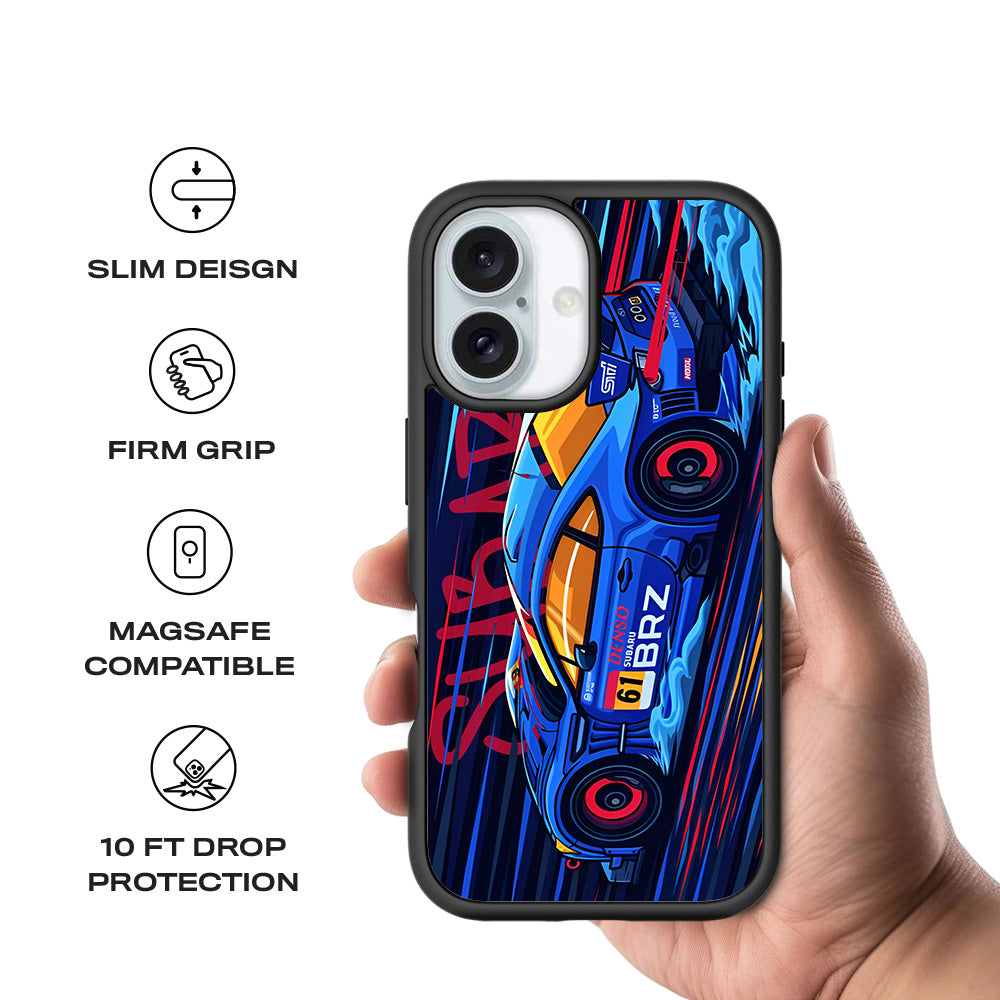 Subaru BRZ 3D Skin with Shockguard Armour Magsafe Case for Apple iPhone 16 Plus