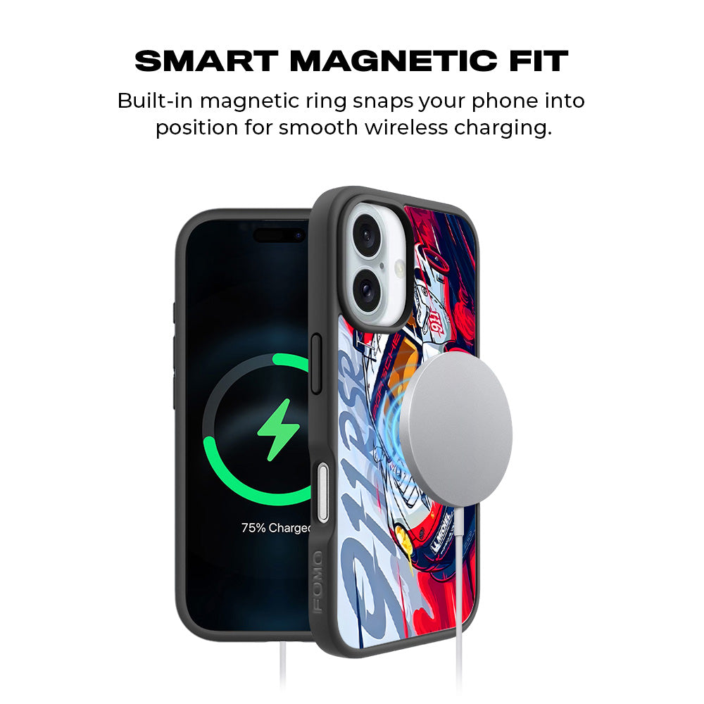 Porsche 911 RSR 3D Skin with Shockguard Armour Magsafe Case for Apple iPhone 16 Plus