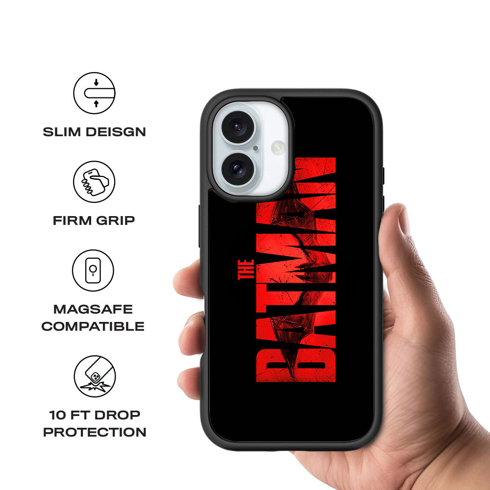 The Batman in Bold Red 3D Skin with Shockguard Armour Magsafe Case for Apple iPhone 16
