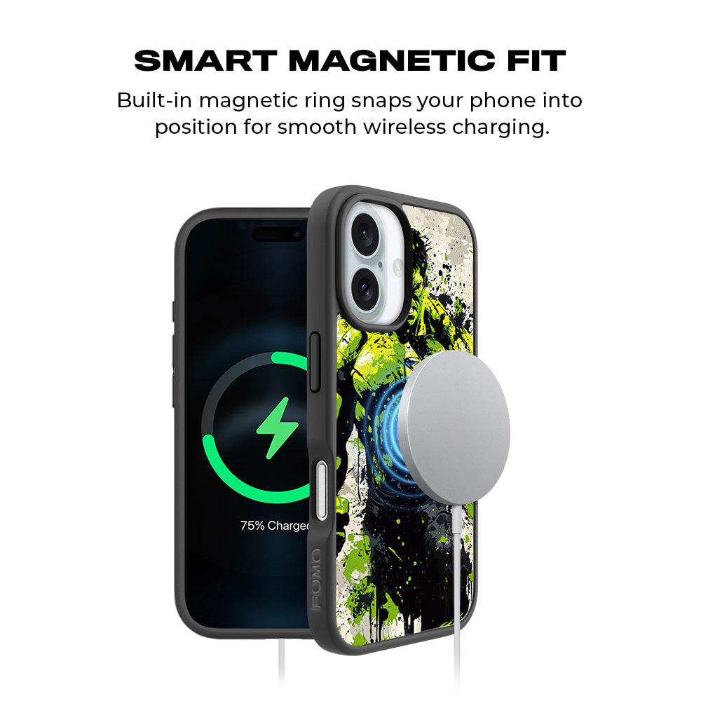 Savage Hulk Splash Comics 3D Skin with Shockguard Armour Magsafe Case for Apple iPhone 16