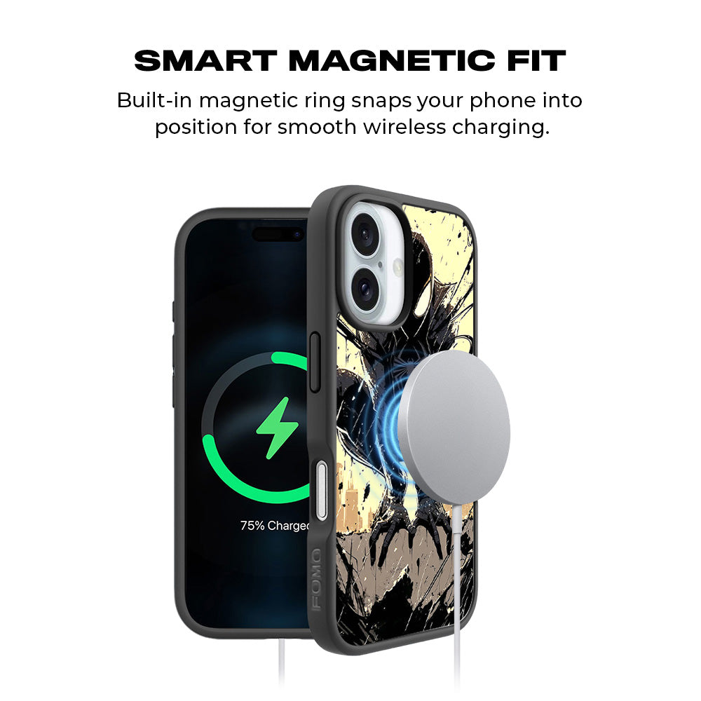 The Venomous Shadow in Black Silence Comics 3D Skin with Shockguard Armour Magsafe Case for Apple iPhone 16