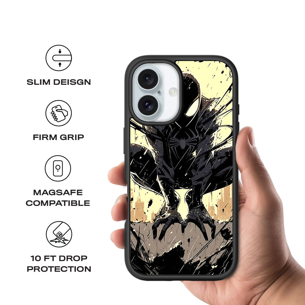 The Venomous Shadow in Black Silence Comics 3D Skin with Shockguard Armour Magsafe Case for Apple iPhone 16