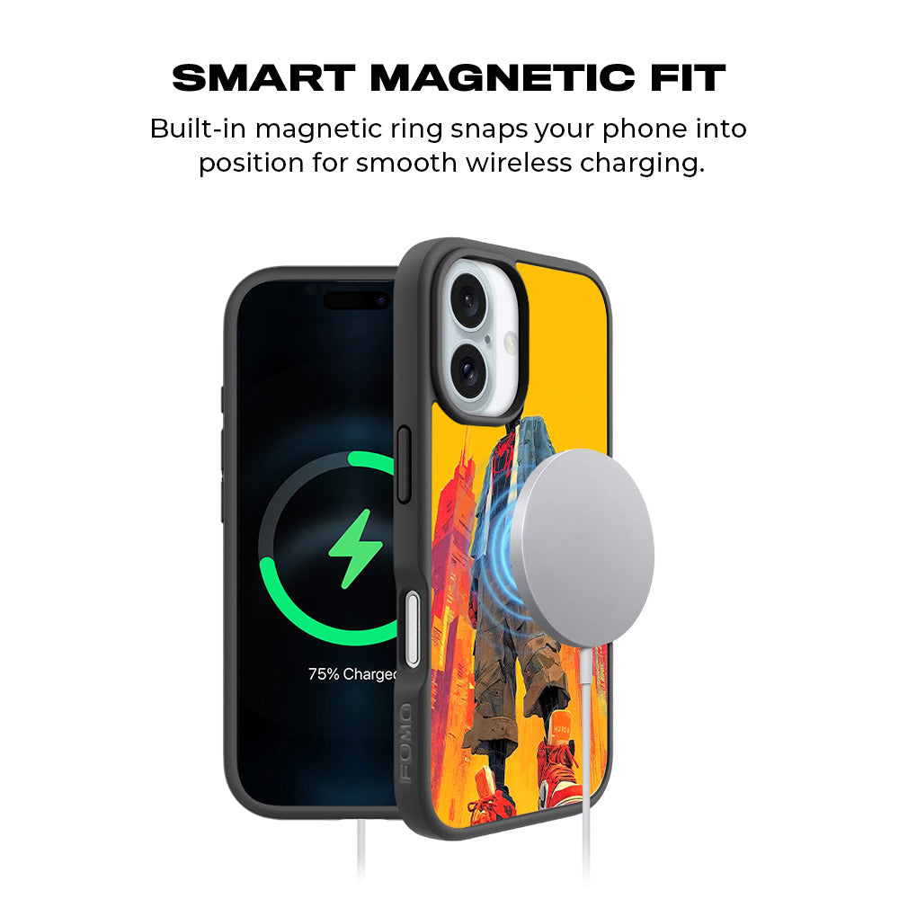 Into the Spider-Verse: Neon Skyline Hero Comics 3D Skin with Shockguard Armour Magsafe Case for Apple iPhone 16