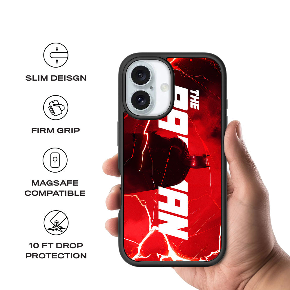 Red Rage Batman Comics 3D Skin with Shockguard Armour Magsafe Case for Apple iPhone 16 Plus