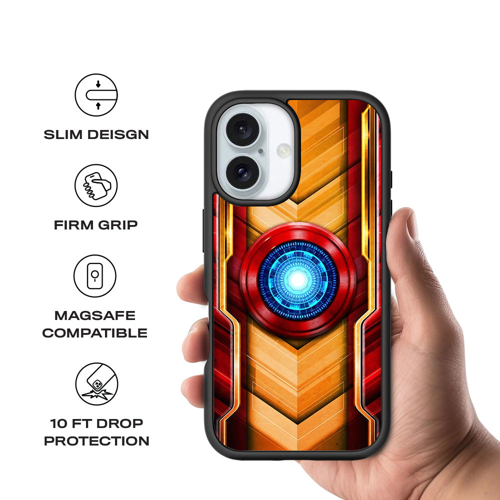 Iron Man Armor 3D Skin with Shockguard Armour Magsafe Case for Apple iPhone 16 Plus