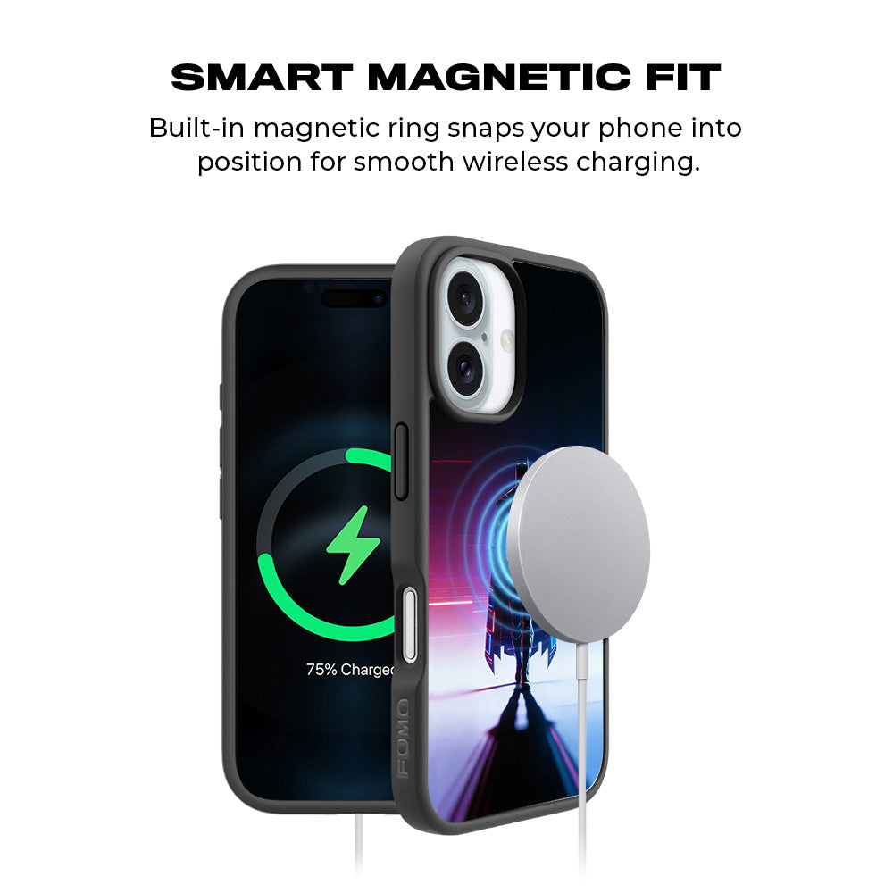 Superhero Neon Streaks 3D Skin with Shockguard Armour Magsafe Case for Apple iPhone 16 Plus