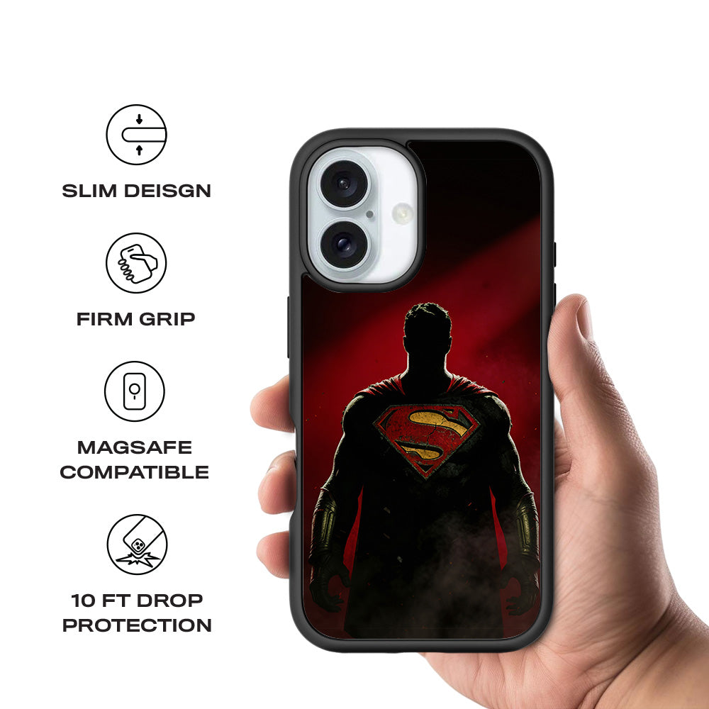 Man of Steel 3D Skin with Shockguard Armour Magsafe Case for Apple iPhone 16 Plus