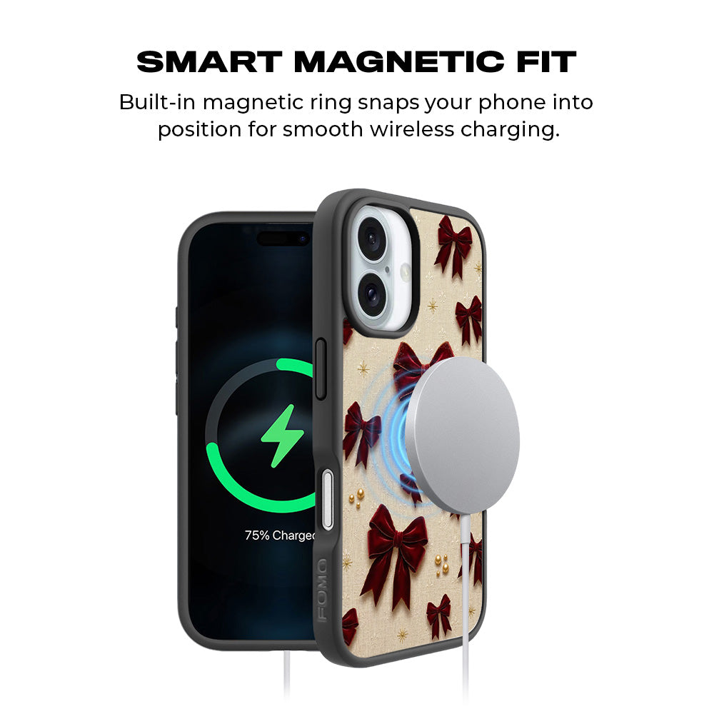 Red Bows 3D Skin with Shockguard Armour Magsafe Case for Apple iPhone 16 Plus