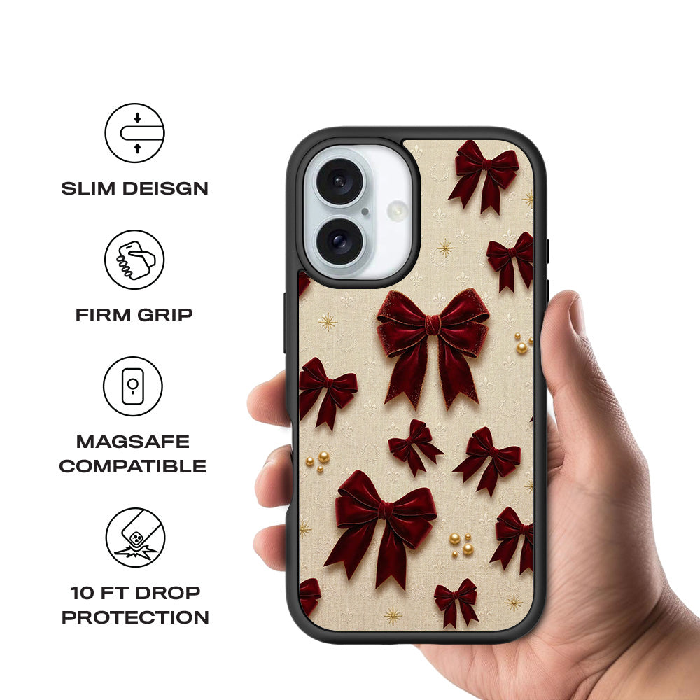 Red Bows 3D Skin with Shockguard Armour Magsafe Case for Apple iPhone 16 Plus
