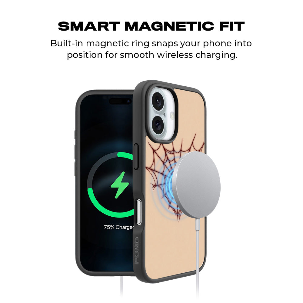 Spider Web Heart 3D Skin with Shockguard Armour Magsafe Case for Apple iPhone 16 Plus