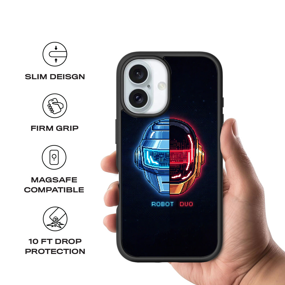 Robot Duo 3D Skin with Shockguard Armour Magsafe Case for Apple iPhone 16