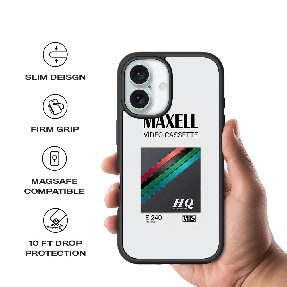Maxell Video Cassette 3D Skin with Shockguard Armour Magsafe Case for Apple iPhone 16
