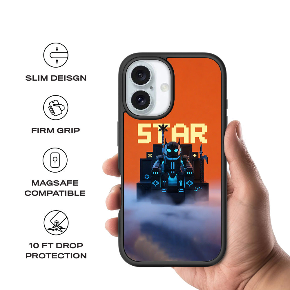 Pixelated Star 3D Skin with Shockguard Armour Magsafe Case for Apple iPhone 16 Plus