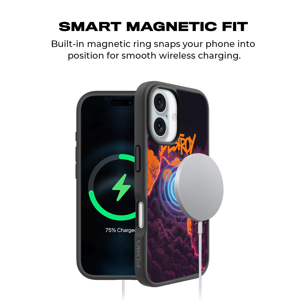 Destroy Cityscape 3D Skin with Shockguard Armour Magsafe Case for Apple iPhone 16 Plus