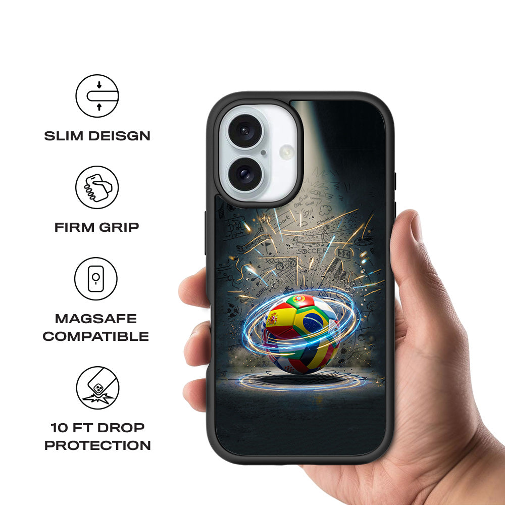 World Football Nations Sports 3D Skin with Shockguard Armour Magsafe Case for Apple iPhone 16 Plus