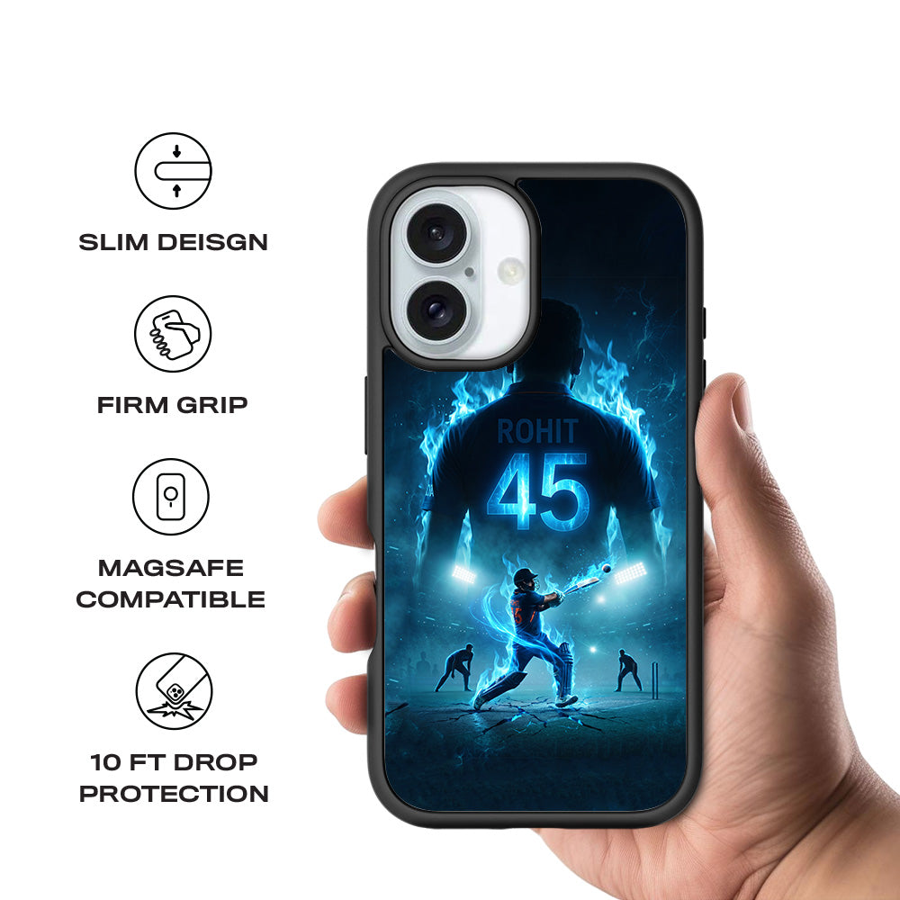 Rohit Sharma Hitman 45 Sports 3D Skin with Shockguard Armour Magsafe Case for Apple iPhone 16 Plus