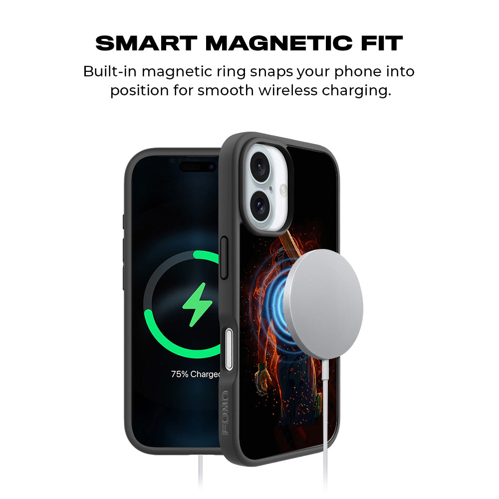 MS Dhoni Inferno Seven Cricket Sports 3D Skin with Shockguard Armour Magsafe Case for Apple iPhone 16