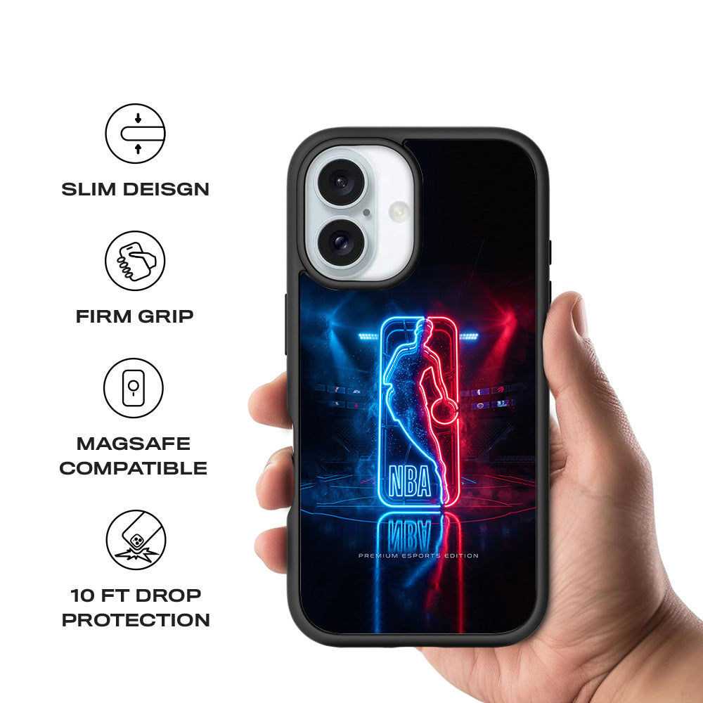 NBA Neon Arena Sports 3D Skin with Shockguard Armour Magsafe Case for Apple iPhone 16 Plus