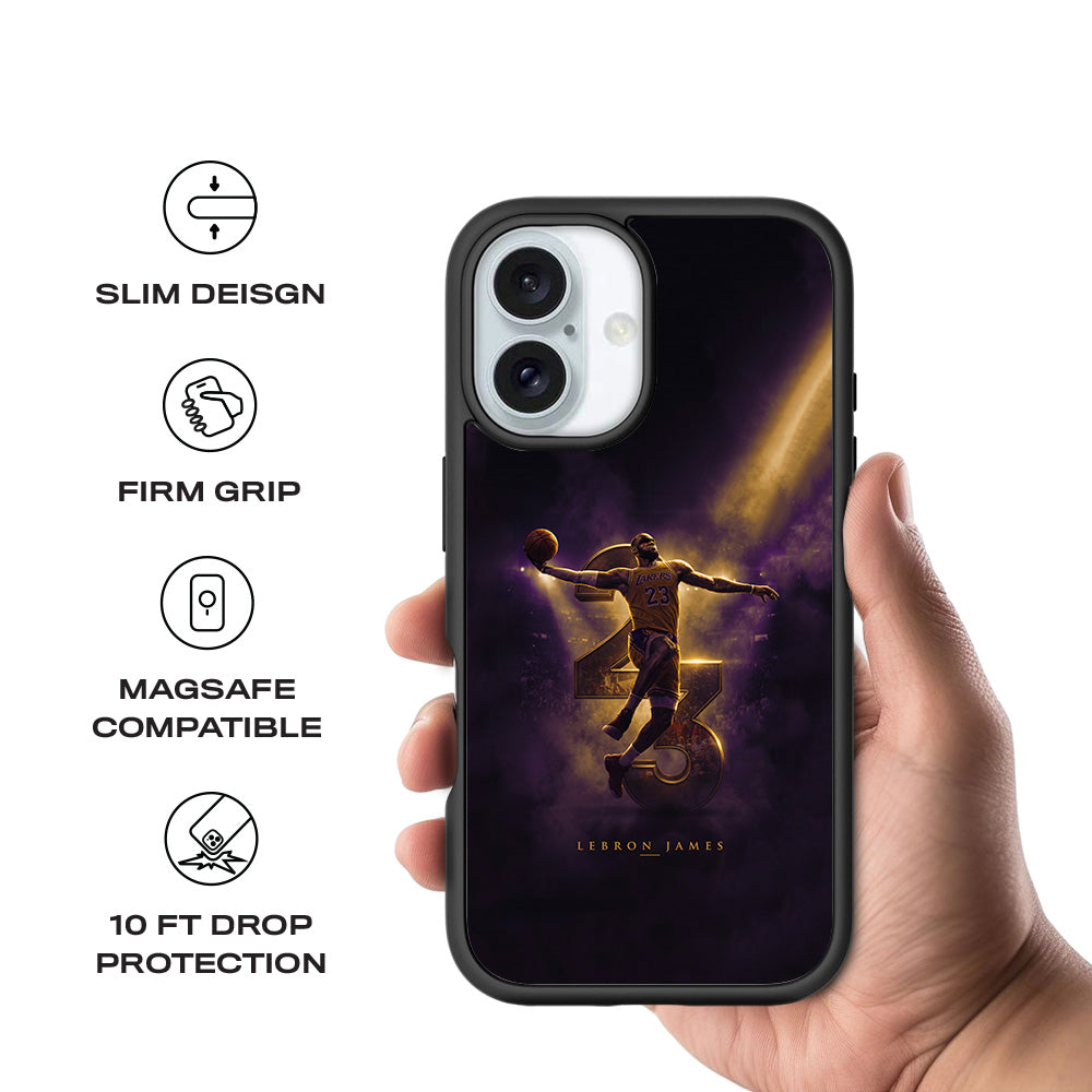 LeBron James King 23 Basketball Sports 3D Skin with Shockguard Armour Magsafe Case for Apple iPhone 16