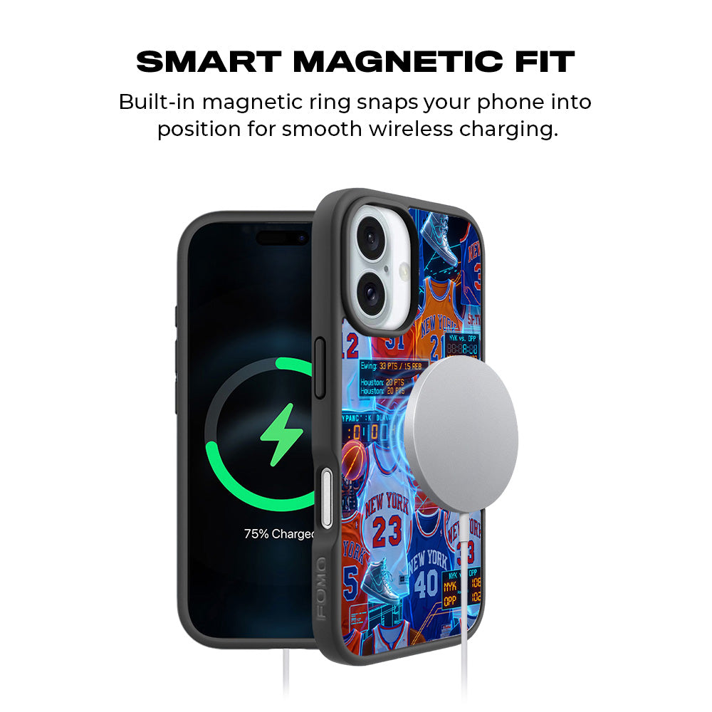 New York Knicks Retro Jerseys Sports 3D Skin with Shockguard Armour Magsafe Case for Apple iPhone 16