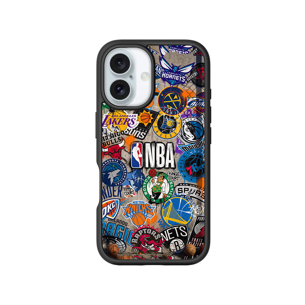 NBA Sticker Style Sports 3D Skin with Shockguard Armour Magsafe Case for Apple iPhone 16 Plus