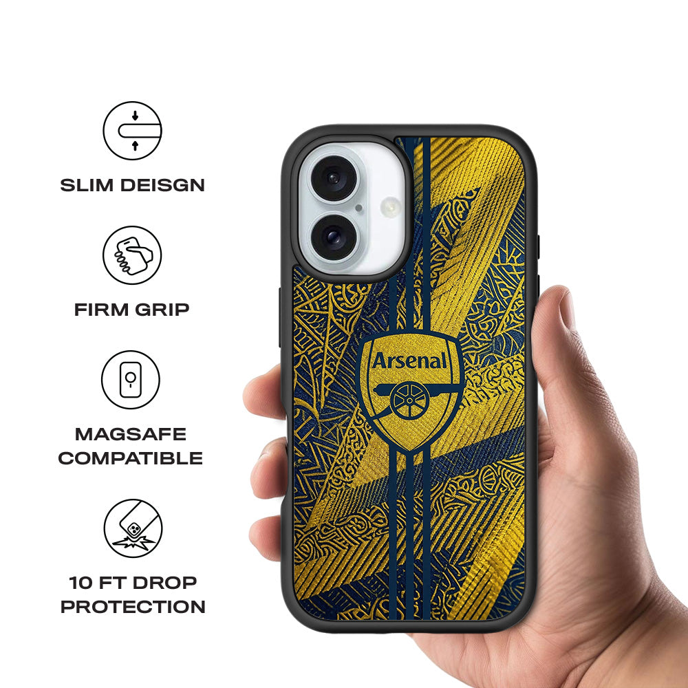 Arsenal Alternate Kit Sports 3D Skin with Shockguard Armour Magsafe Case for Apple iPhone 16