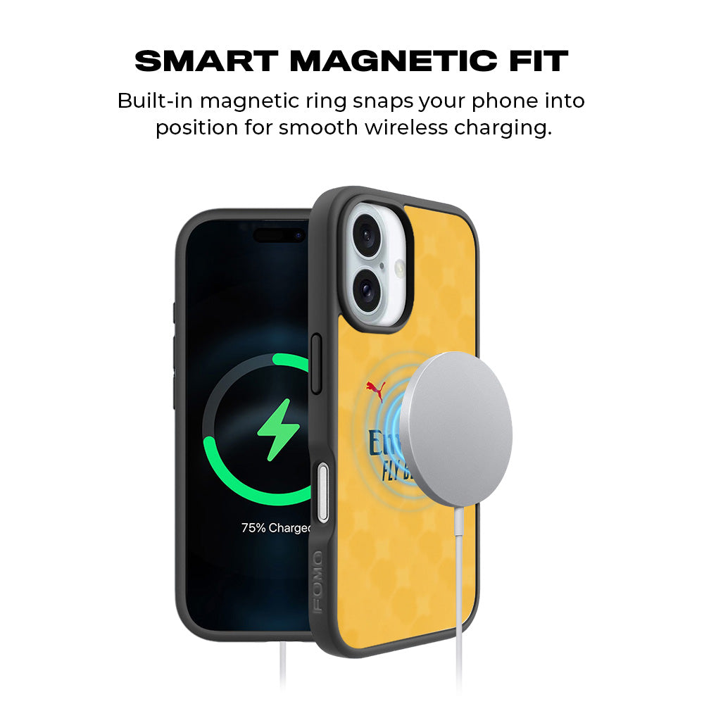 Emirates Yellow 3D Skin with Shockguard Armour Magsafe Case for Apple iPhone 16 Plus