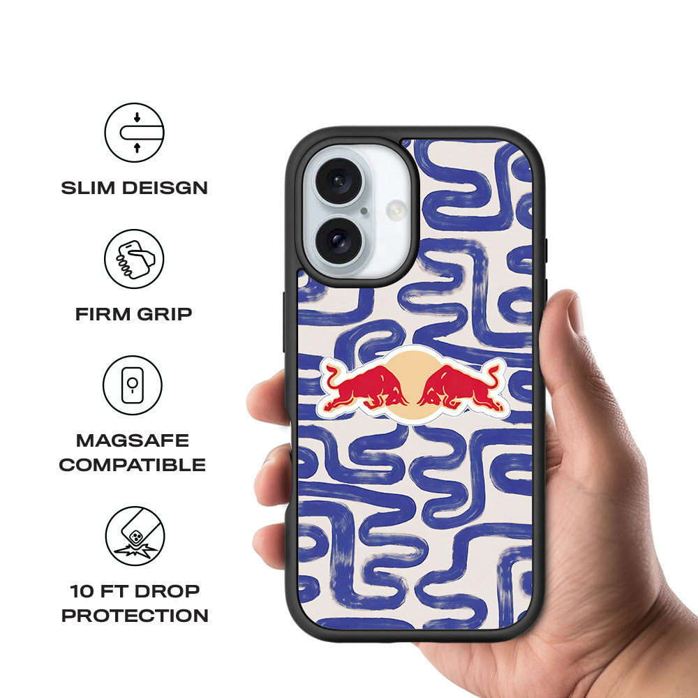 Red Bull Design 3D Skin with Shockguard Armour Magsafe Case for Apple iPhone 16