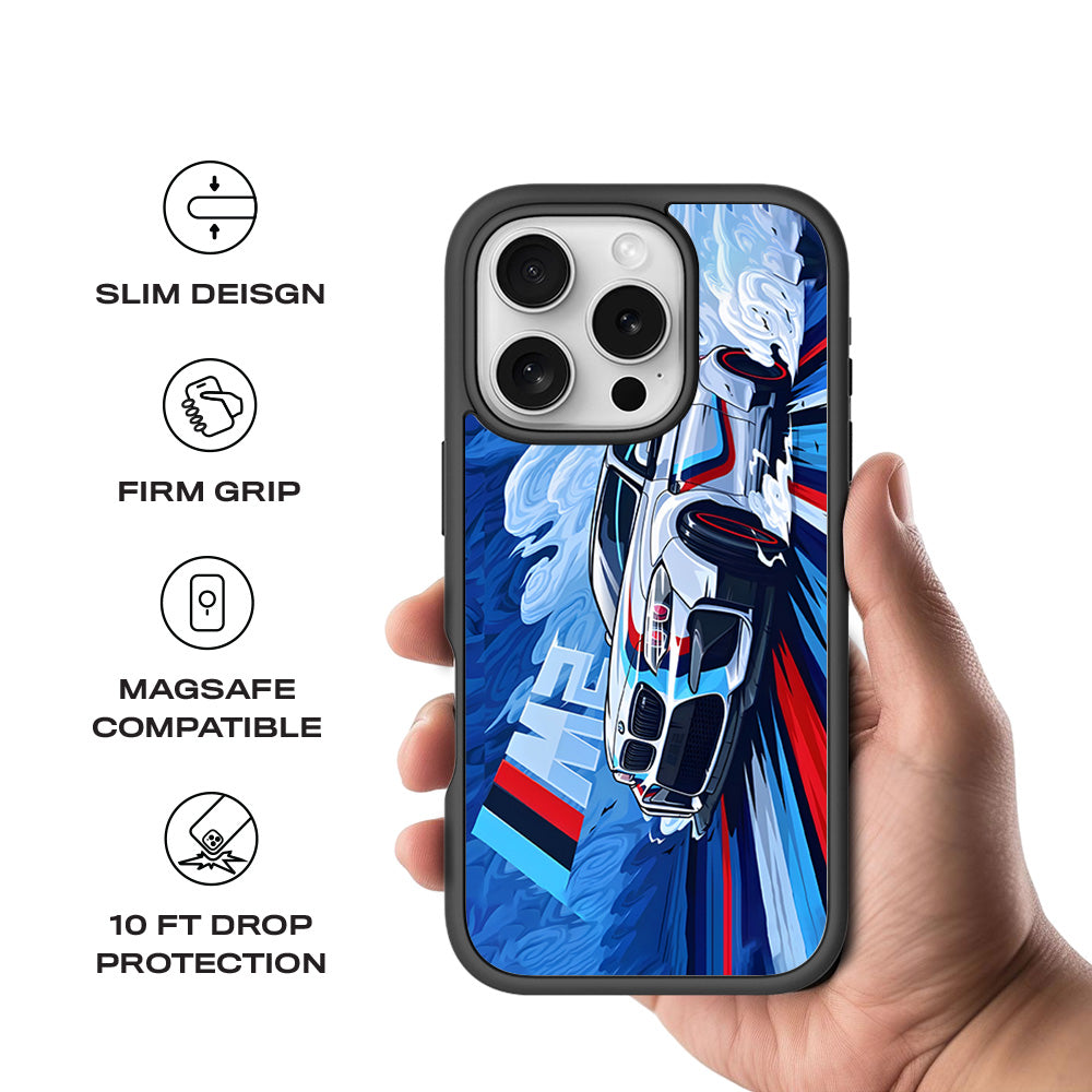 BMW M2 3D Skin with Shockguard Armour Magsafe Case for Apple iPhone 16 Pro