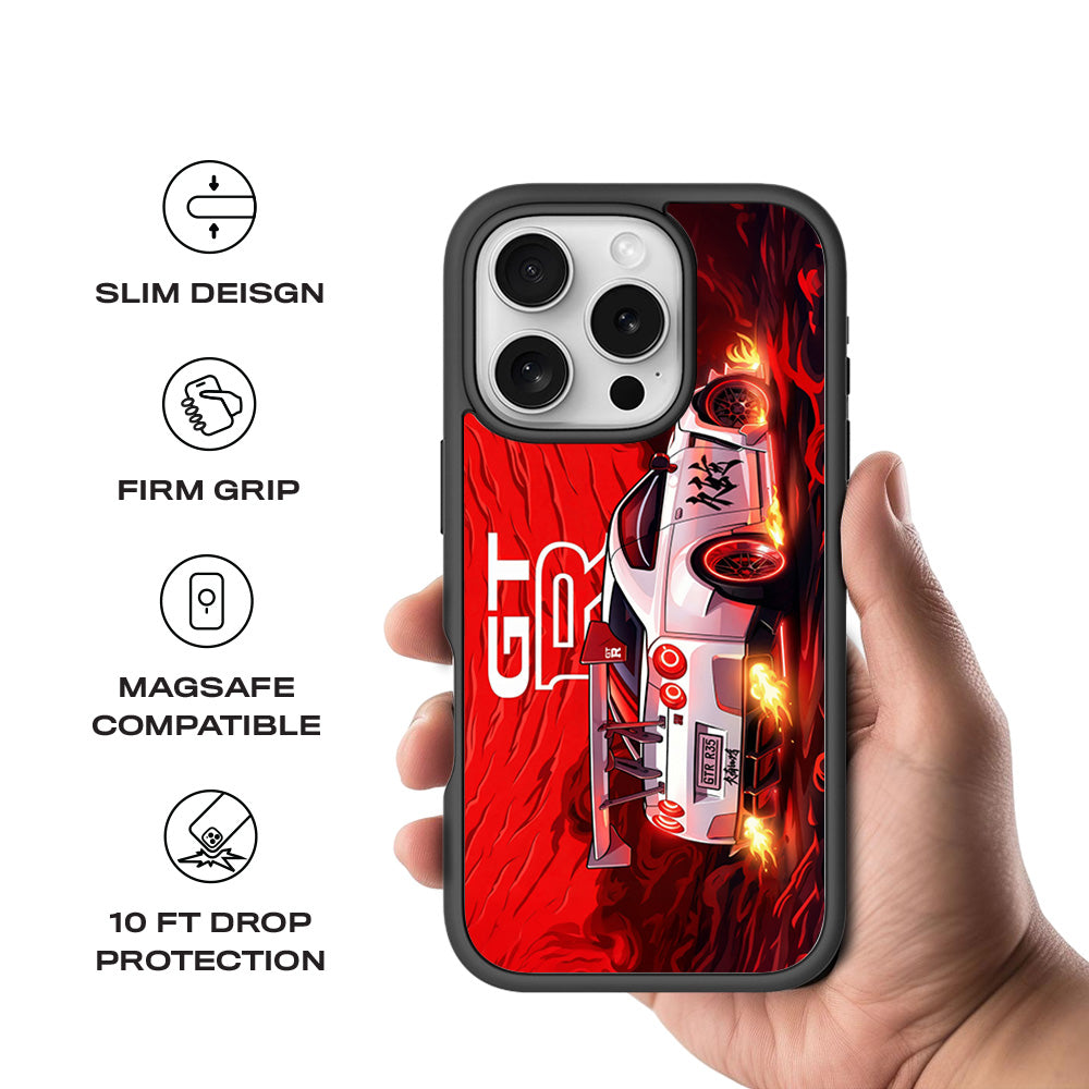 Nissan GTR Racing Edition 3D Skin with Shockguard Armour Magsafe Case for Apple iPhone 16 Pro Max