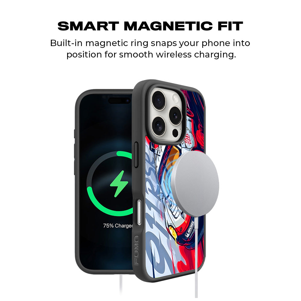 Porsche 911 RSR 3D Skin with Shockguard Armour Magsafe Case for Apple iPhone 16 Pro Max