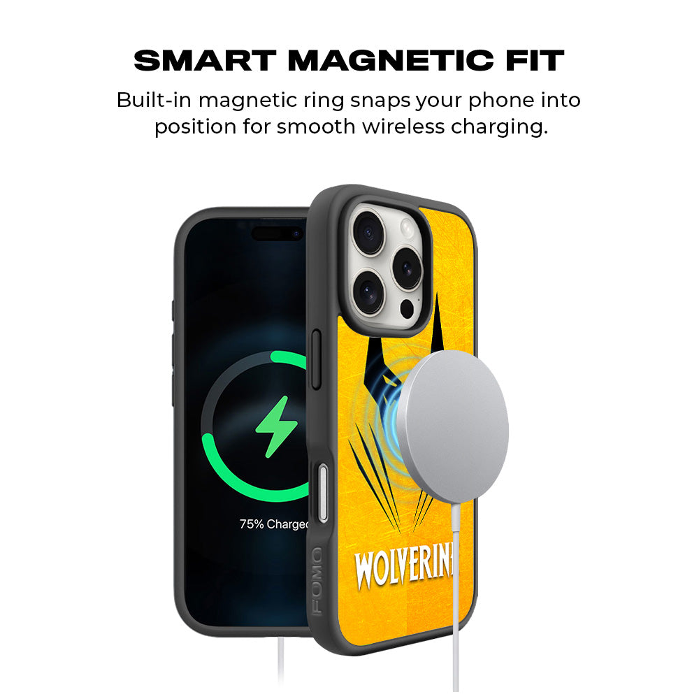 Wolverine with Yellow Background 3D Skin with Shockguard Armour Magsafe Case for Apple iPhone 16 Pro Max