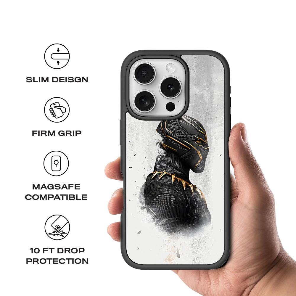 Wakanda Forever Black Panther Comic 3D Skin with Shockguard Armour Magsafe Case for Apple iPhone 16 Pro