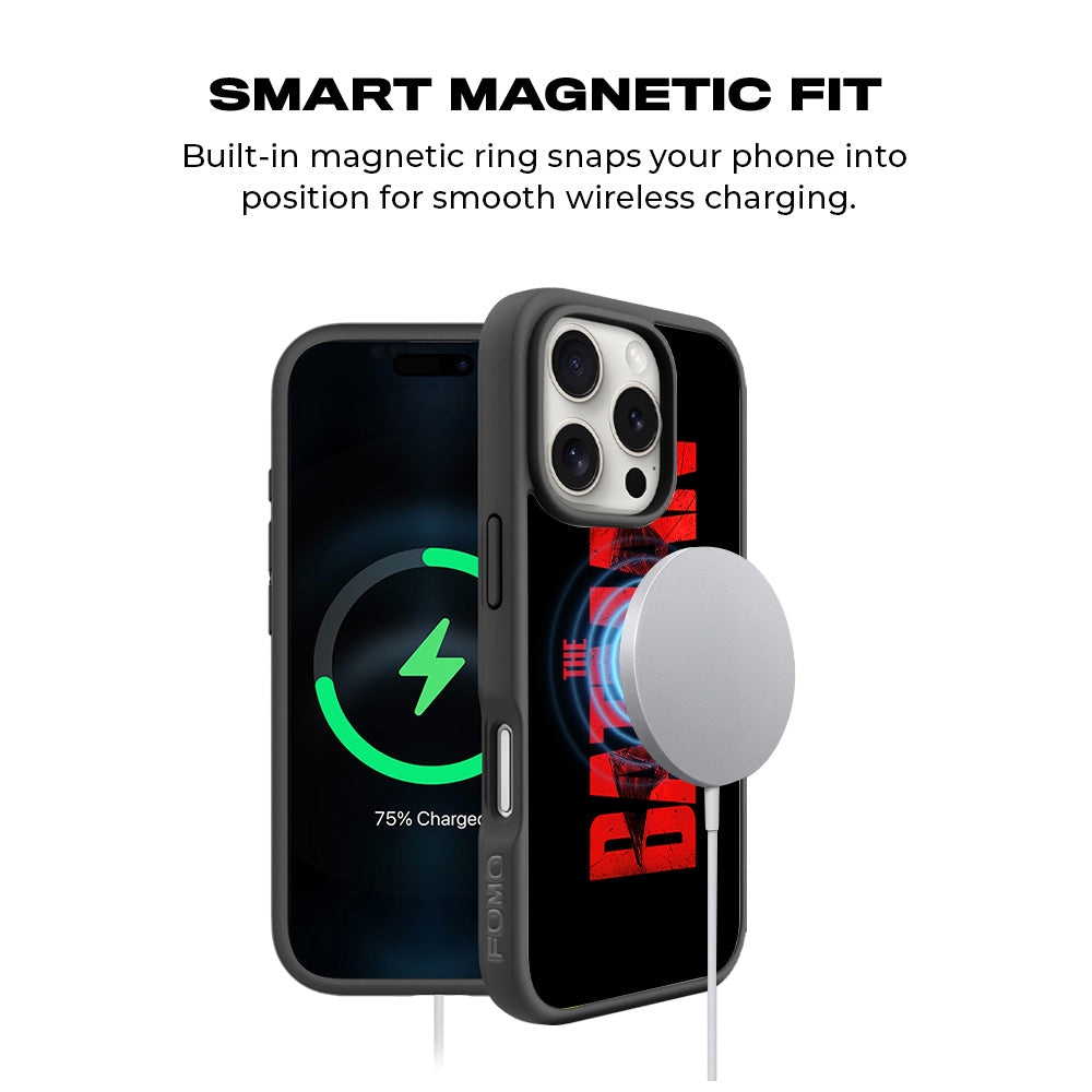 The Batman in Bold Red 3D Skin with Shockguard Armour Magsafe Case for Apple iPhone 16 Pro Max