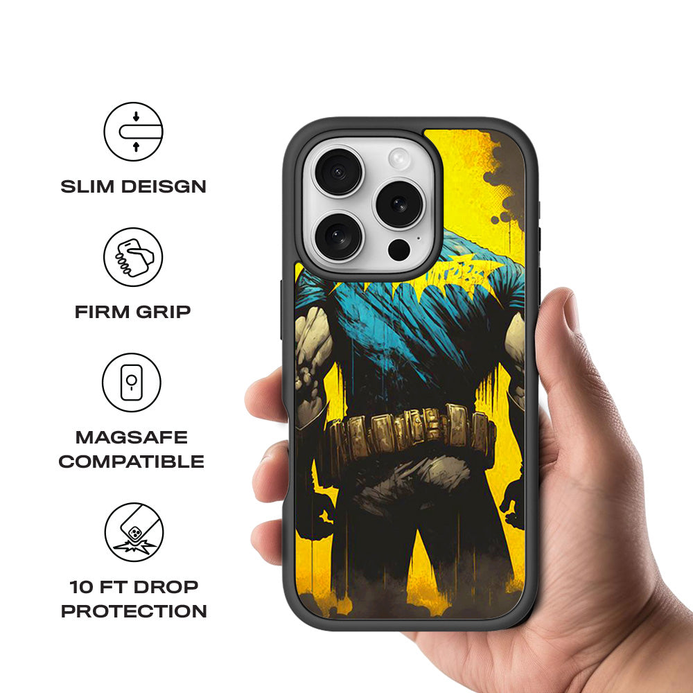 Batman Painted in Shadows Comics 3D Skin with Shockguard Armour Magsafe Case for Apple iPhone 16 Pro Max