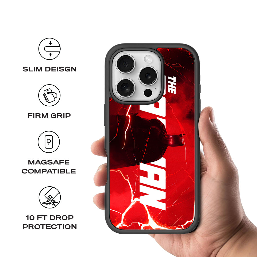 Red Rage Batman Comics 3D Skin with Shockguard Armour Magsafe Case for Apple iPhone 16 Pro