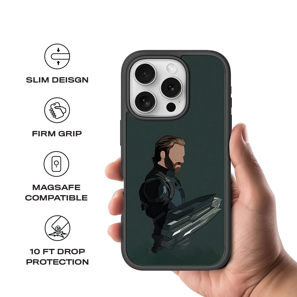 Cap's Shield 3D Skin with Shockguard Armour Magsafe Case for Apple iPhone 16 Pro